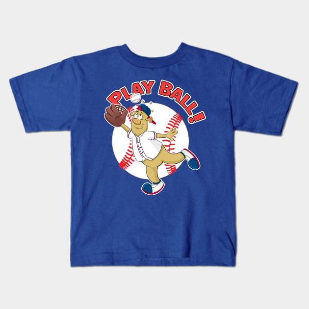 Play Ball! Braves Baseball Mascot Blooper Kids T-Shirt by GAMAS Threads